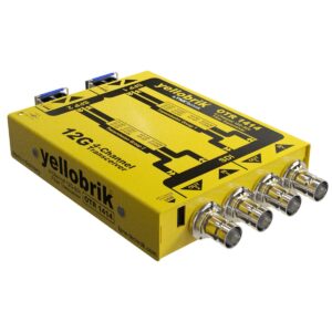 Yellowbrick OTR1414 4-channel transceiver box with four BNC connectors on the front edge