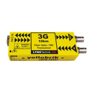 Yellow Lynx Technik 3G fiber optic/SDI Transceiver (10 km) module with TX/RX labels and input/output connectors on the side