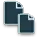Two overlapping document icons, one outlined and one filled, on a transparent background.