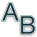Stylized letters A and B in blue and black.